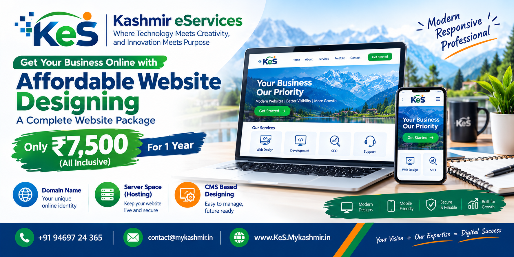 Affordable Website Designing Package at ₹7,500 One Year